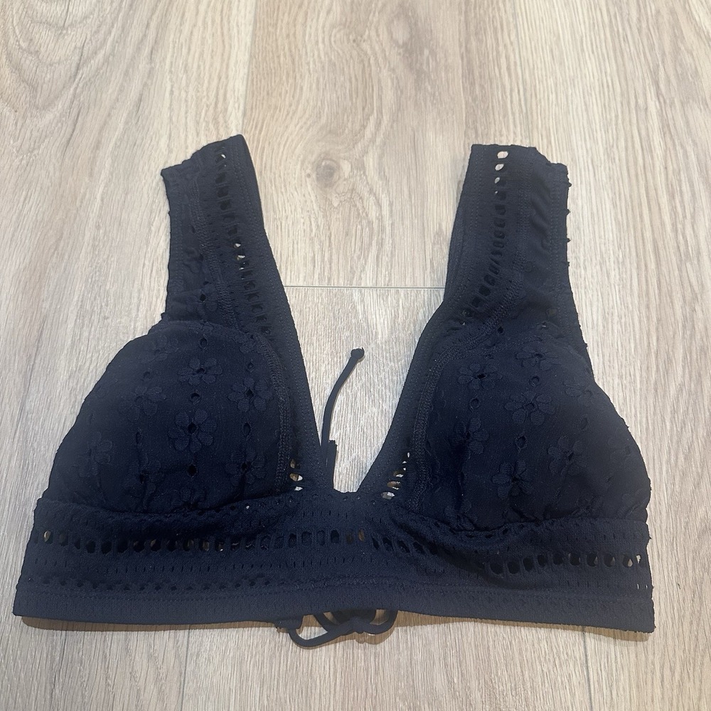 $118 Robin Piccone Clarissa Bikini Top in Midnight Navy Sz Medium EUC